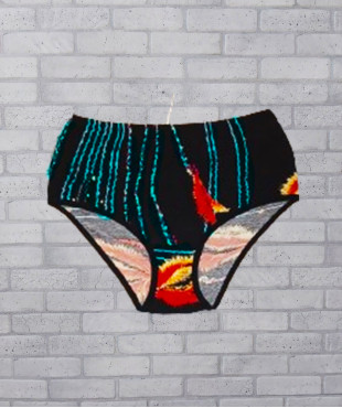 Трусы с высокой посадкой женские черные принт абстракция, бамбук вискоза