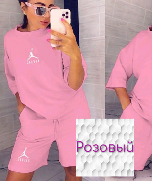 Літній жіночий костюм з кишенями (рожевий), двонитка