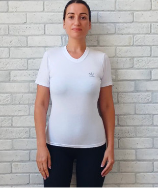 Женская футболка однотонная с накатом Adidas. Nike (цвет белый, черный, темно-синий), вискоза хорошего качества