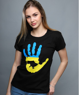 Жіноча чорна футболка патріотична, бавовна